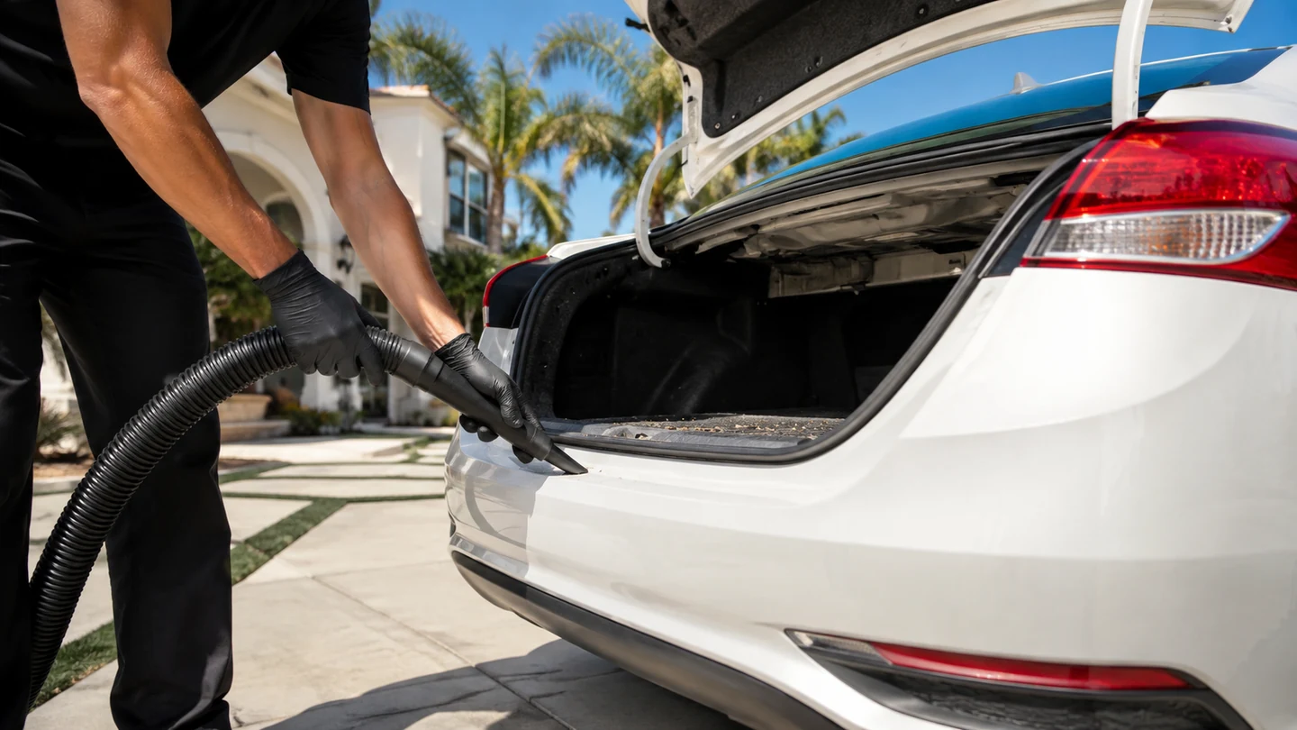 Outdoor mobile vehicle care in bright daylight