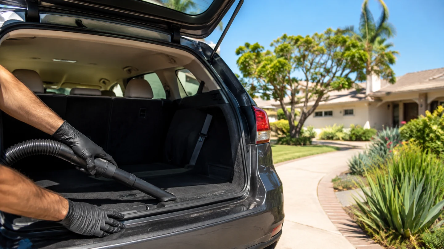 Outdoor mobile vehicle care in bright daylight
