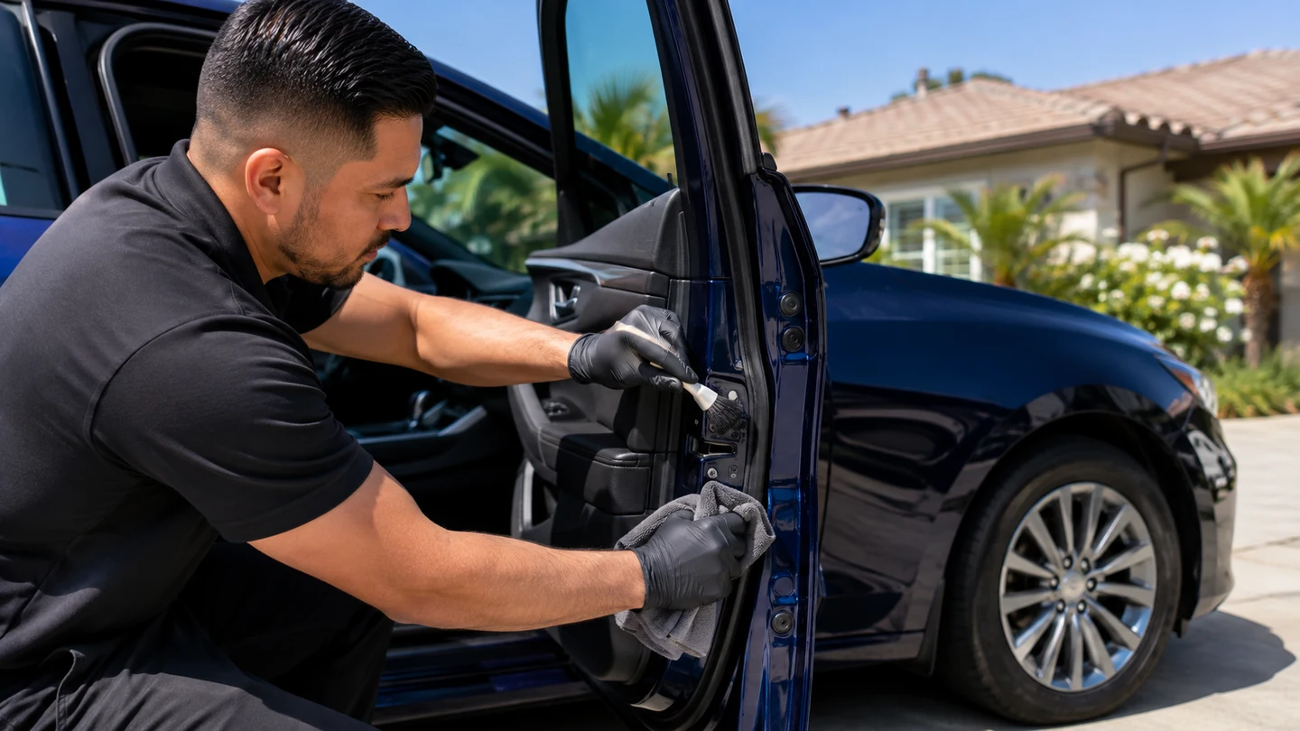 Outdoor mobile vehicle care in bright daylight